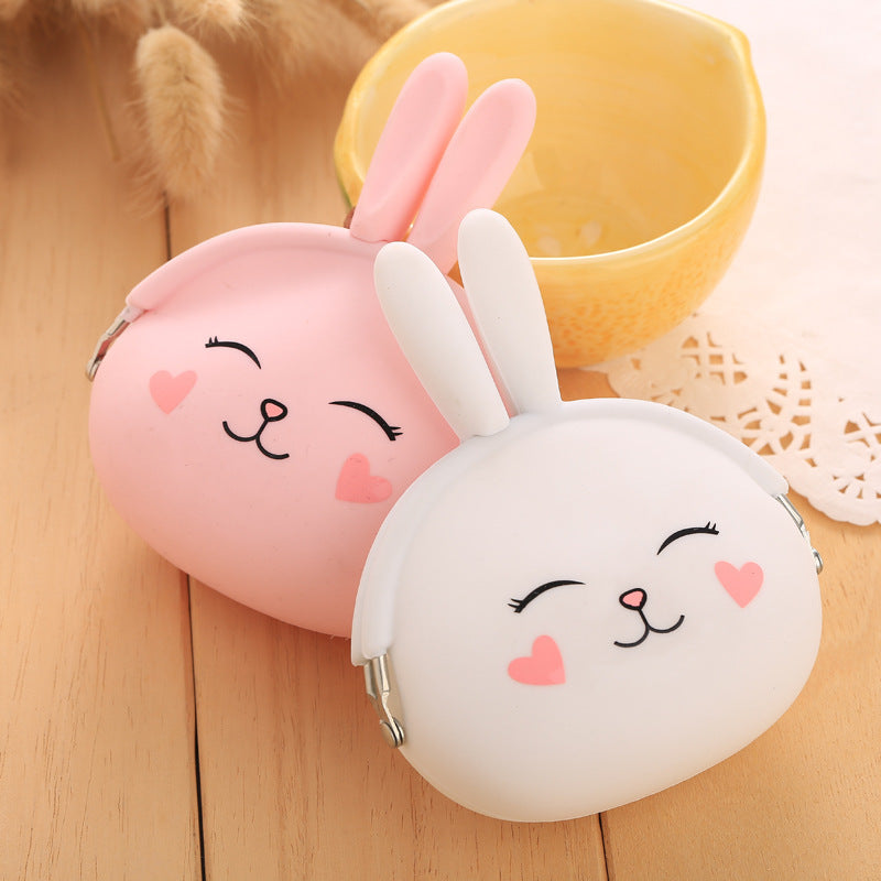 Cartoon silica gel zero purse Korean lovable rabbit zero purse candy color packet key bag lady bag