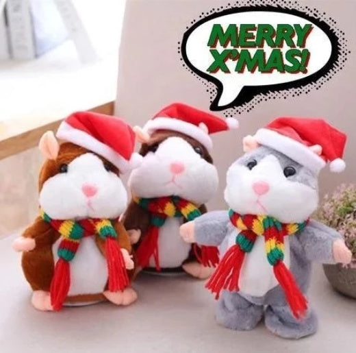 16cm Christmas Talking Hamster Plush Toy Interactive Sound Record Plush Hamster Stuffed Toys for Children Kids Christmas Gift