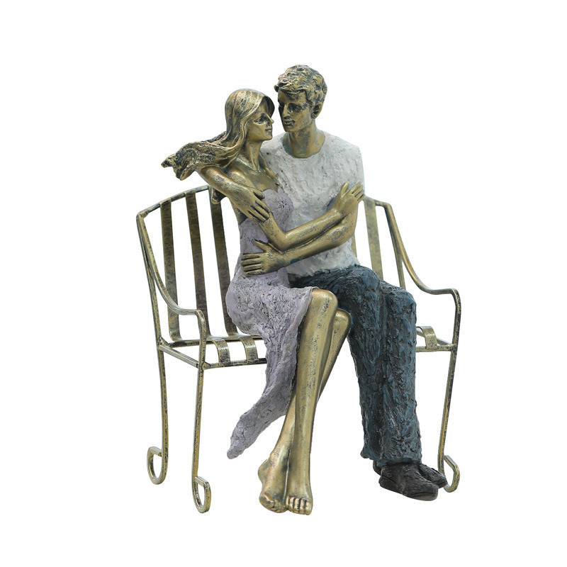 Home Goods Romantic Couple Sitting Bench Ornament