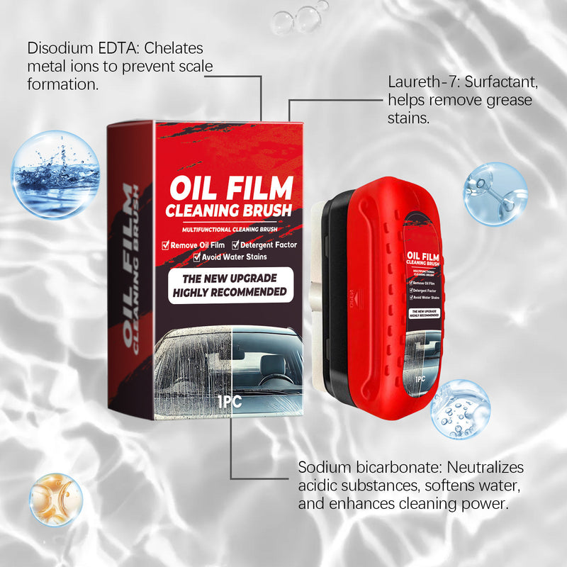 Automotive Oil Film Cleaning Brush, Windshield Cleaner Tool, All In One Wipe On Oil Film Remover, Car Glass Oil Film Cleaner With Reusable Foam Sprayer